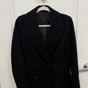 Zara Black Double-Breasted Coat